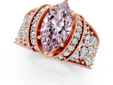 Rose gold Fancy Pink Marquise  Halo Pave Diamond Engagement Ring with Milgrain Detailing_50