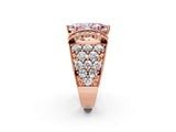 Rose gold Fancy Pink Marquise  Halo Pave Diamond Engagement Ring with Milgrain Detailing_51