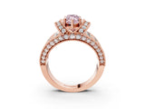 Rose gold Fancy Pink Marquise  Halo Pave Diamond Engagement Ring with Milgrain Detailing_52