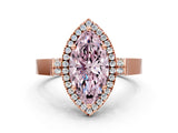 Rose gold Fancy Pink Marquise  Halo Pave Split Shank Prong Setting Ring_25