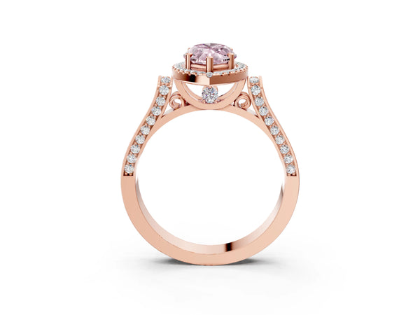 Rose gold Fancy Pink Marquise  Halo Pave Split Shank Prong Setting Ring