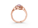 Rose gold Fancy Pink Marquise  Halo Round Diamond Milgrain Pave Engagement Ring_6