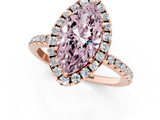 Rose gold Fancy Pink Marquise  Halo Round Diamond Pavé Band Four-Prong Ring_4