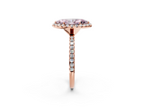 Rose gold Fancy Pink Marquise  Halo Round Diamond Pavé Band Four-Prong Ring_5