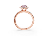 Rose gold Fancy Pink Marquise  Halo Round Diamond Pavé Band Four-Prong Ring_6