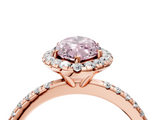 Rose gold Fancy Pink Marquise  Halo Round Diamond Pavé Band Four-Prong Ring_7