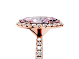 Rose gold Fancy Pink Marquise  Halo Round Diamond Pavé Band Four-Prong Ring_8