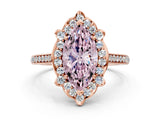 Rose gold Fancy Pink Marquise  Halo Round Diamond Pave Band with Four-Prong Setting_38