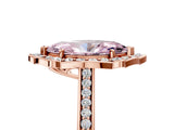 Rose gold Fancy Pink Marquise  Halo Round Diamond Pave Band with Four-Prong Setting_43
