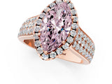 Rose gold Fancy Pink Marquise  Halo Round Diamond Pave Band with Prong Setting 1