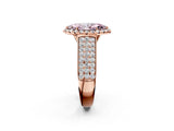 Rose gold Fancy Pink Marquise  Halo Round Diamond Pave Band with Prong Setting 2