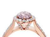 Rose gold Fancy Pink Marquise  Halo Round Diamond Pave Band with Prong Setting 4