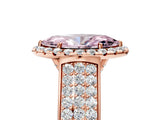 Rose gold Fancy Pink Marquise  Halo Round Diamond Pave Band with Prong Setting 5