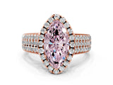 Rose gold Fancy Pink Marquise  Halo Round Diamond Pave Band with Prong Setting