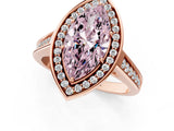 Rose gold Fancy Pink Marquise  Halo Solitaire Diamond Ring with Pave Band and Bezel Setting_50