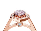 Rose gold Fancy Pink Marquise  Halo Solitaire Diamond Ring with Pave Band and Bezel Setting_53