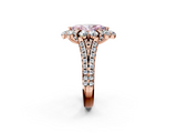 Rose gold Fancy Pink Marquise  Halo Split Shank Diamond Engagement Ring with Pave Band and Four-Prong Setting_56