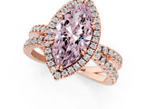 Rose gold Fancy Pink Marquise  Halo Split Shank Diamond Ring with Pavé Setting 1