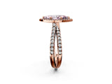 Rose gold Fancy Pink Marquise  Halo Split Shank Diamond Ring with Pavé Setting 2