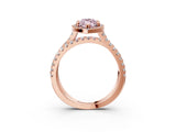 Rose gold Fancy Pink Marquise  Halo Split Shank Diamond Ring with Pavé Setting 3