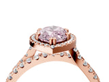 Rose gold Fancy Pink Marquise  Halo Split Shank Diamond Ring with Pavé Setting 4
