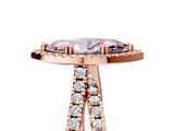 Rose gold Fancy Pink Marquise  Halo Split Shank Diamond Ring with Pavé Setting 5
