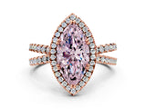 Rose gold Fancy Pink Marquise  Halo Split Shank Diamond Ring with Pavé Setting