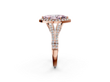 Rose gold Fancy Pink Marquise  Halo Split Shank Diamond Ring with Prong Setting_22