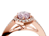 Rose gold Fancy Pink Marquise  Halo Split Shank Diamond Ring with Prong Setting_24