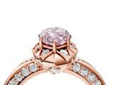 Rose gold Fancy Pink Marquise  Halo Split Shank Pave Diamond Ring with Petal Prong Setting_19