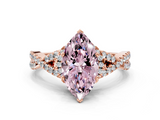 Rose gold Fancy Pink Marquise  Halo Twist Band Solitaire Prong Setting Ring_79