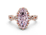 Rose gold Fancy Pink Marquise  Halo Twist Band Solitaire Ring with Six-Prong Setting_32
