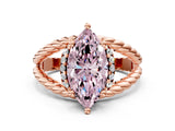 Rose gold Fancy Pink Marquise  Halo Twisted Band Four-Prong Ring_44