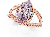 Rose gold Fancy Pink Marquise  Halo Twisted Band Four-Prong Ring_45