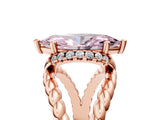 Rose gold Fancy Pink Marquise  Halo Twisted Band Four-Prong Ring_49
