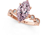 Rose gold Fancy Pink Marquise  Milgrain Bezel Diamond Engagement Ring with Solitaire Prong Setting_164