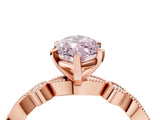 Rose gold Fancy Pink Marquise  Milgrain Bezel Diamond Engagement Ring with Solitaire Prong Setting_167