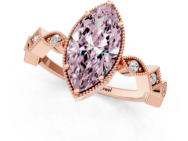 Rose gold Fancy Pink Marquise  Milgrain Marquise Diamond Twist Band Ring