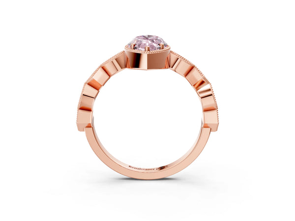 Rose gold Fancy Pink Marquise  Milgrain Marquise Diamond Twist Band Ring