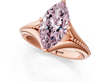 Rose gold Fancy Pink Marquise  Solitaire Beaded Band Six-Prong Setting_1