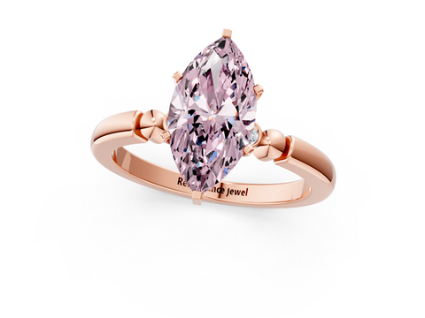 Rose gold Fancy Pink Marquise  Solitaire Beaded Band with Four-Prong Setting_25