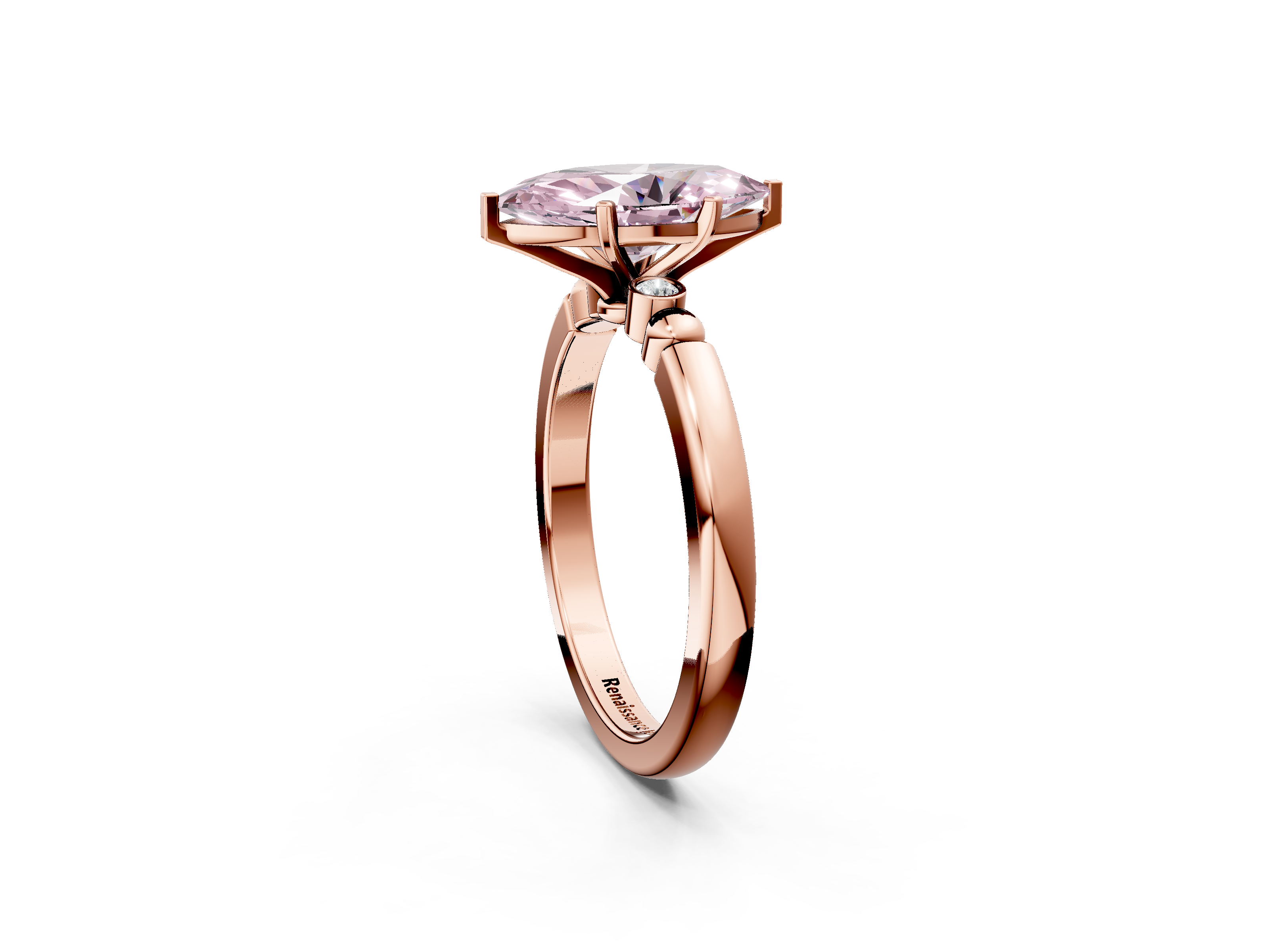 Rose gold Fancy Pink Marquise  Solitaire Beaded Band with Four-Prong Setting_26