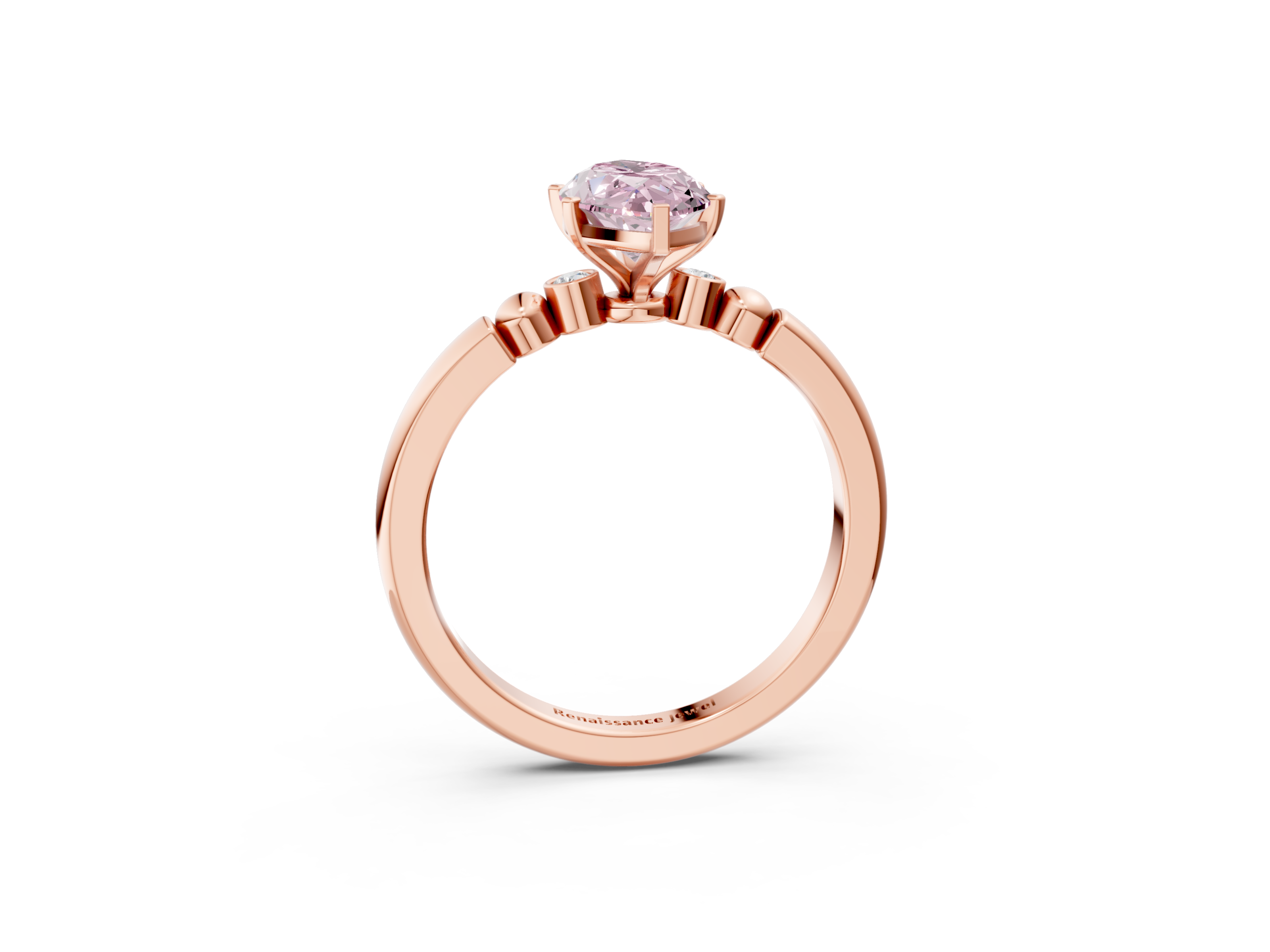 Rose gold Fancy Pink Marquise  Solitaire Beaded Band with Four-Prong Setting_27