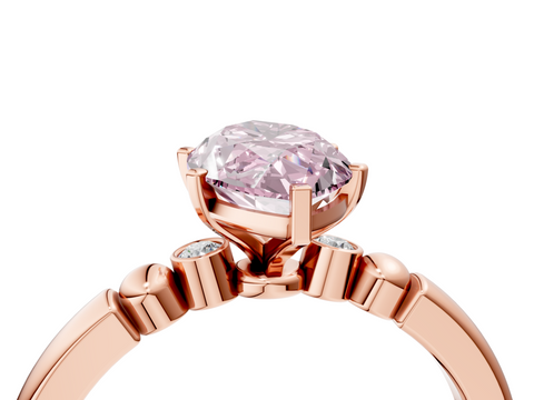 Rose gold Fancy Pink Marquise  Solitaire Beaded Band with Four-Prong Setting_28
