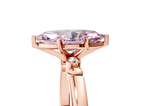 Rose gold Fancy Pink Marquise  Solitaire Beaded Band with Four-Prong Setting_29