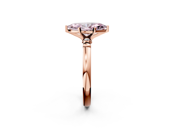 Rose gold Fancy Pink Marquise  Solitaire Beaded Band with Four-Prong Setting