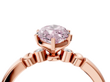 Rose gold Fancy Pink Marquise  Solitaire Beaded Band with Four-Prong Setting_68