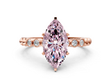 Rose gold Fancy Pink Marquise  Solitaire Bezel Accent Diamond Engagement Ring with Beaded Band and Four-Prong Setting_41