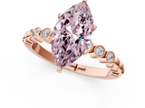 Rose gold Fancy Pink Marquise  Solitaire Bezel Accent Diamond Engagement Ring with Beaded Band and Four-Prong Setting_42