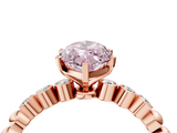 Rose gold Fancy Pink Marquise  Solitaire Bezel Accent Diamond Engagement Ring with Beaded Band and Four-Prong Setting_45
